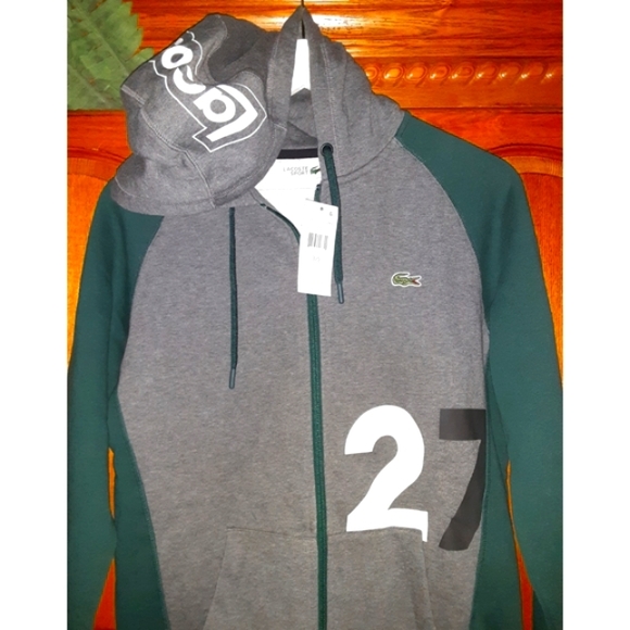 Lacoste Sport 27 | Zip-Up Wording Down Hood Graphic Logo Sweat Hoodie - Picture 13 of 15